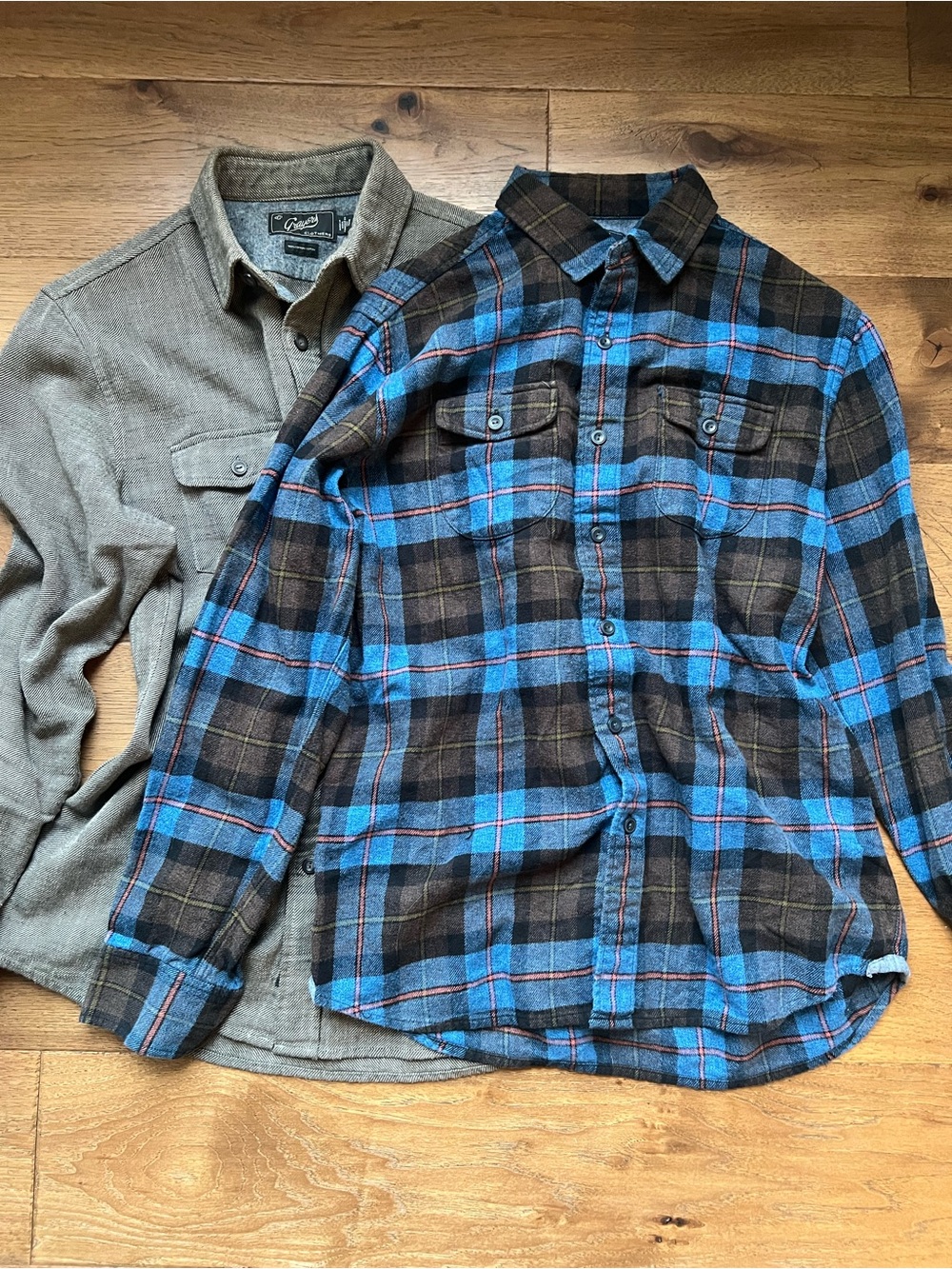 Grayers Blue & Brown Plaid Button-Down Flannel Shirt